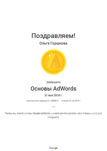 Горшкова Google Adwords