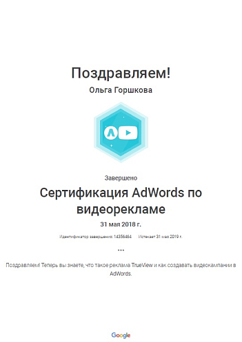 Горшкова Google Adwords по видеорекламе