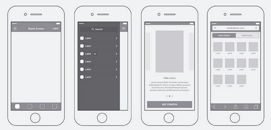 Прототип экранов мобильных приложений для iOS