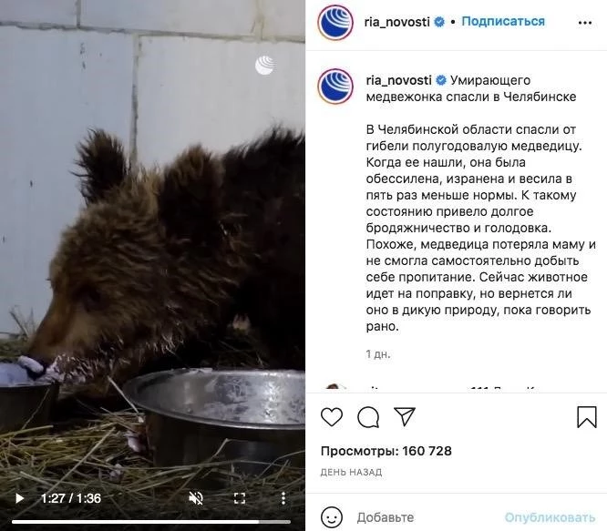 Пример поста «РИА Новости» в Instagram Пример поста «РИА Новости» в Instagram