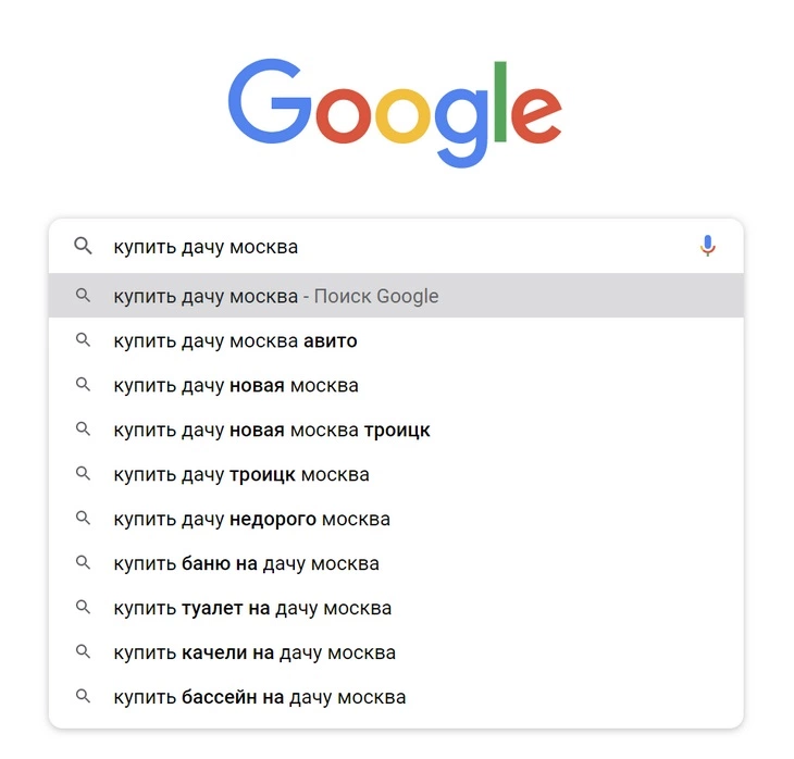 Поисковые подсказки Google