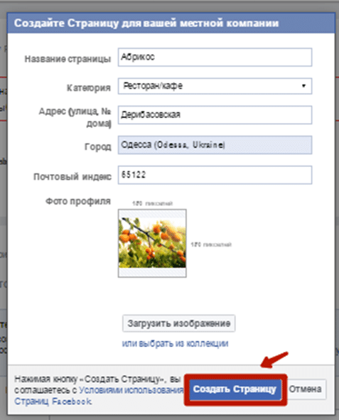 Введите информацию о компании и нажмите «Создать страницу» Введите информацию о компании и нажмите «Создать страницу»