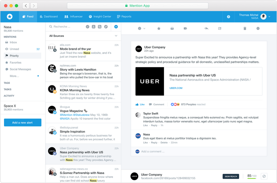 Интерфейс Mention Интерфейс Mention
