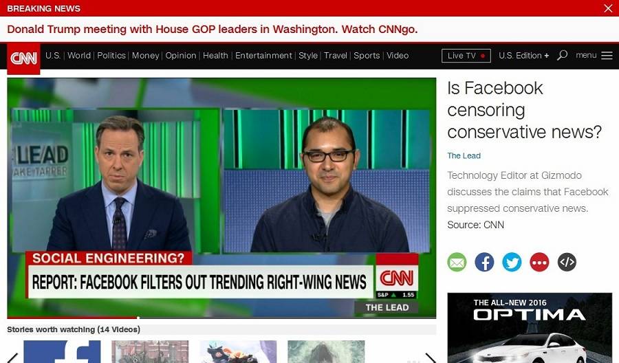 Автор разоблачительной статьи в Gizmodo Майкл Нуньес (справа) выступает на CNN. В последние месяцы он написал несколько важных статей о «Фэйсбуке» и, возможно, станет человеком, который изменит мир социальных сетей