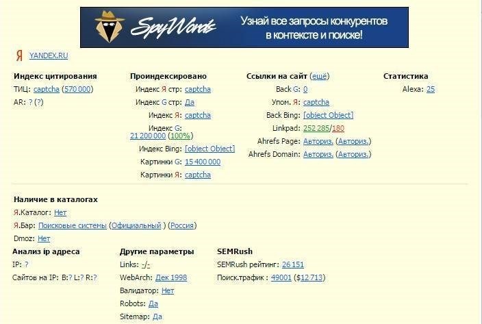 Статистика «Яндекса» от RDS bar