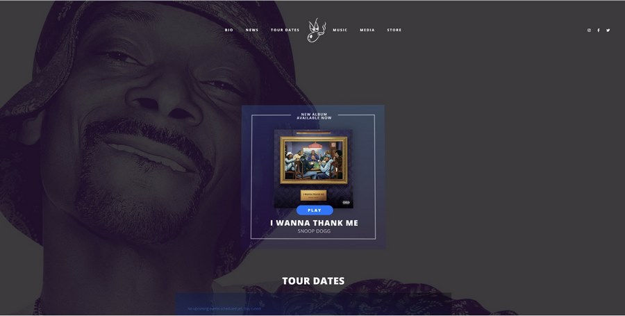 Even the legendary Snoop Dogg site is created on a completely free engine