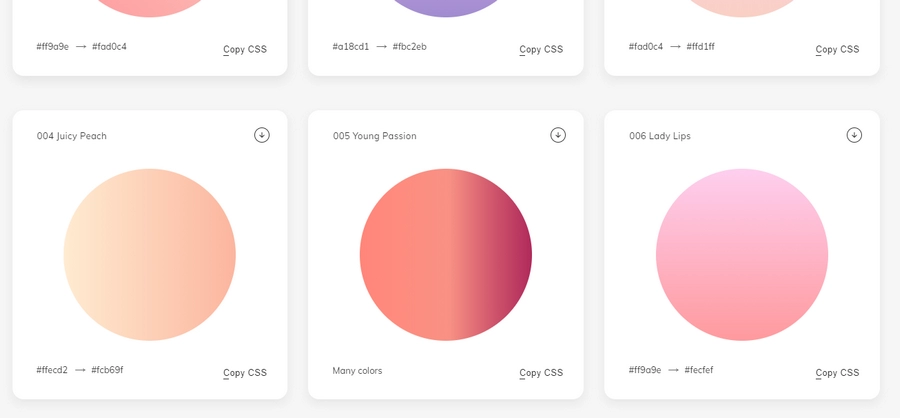 Webgradients для подбора идеальных сочетаний цветов градиента