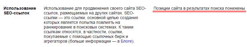 Сообщение в «Яндекс.Вебмастер» о фильтре за SEO-ссылки ведущие на сайт