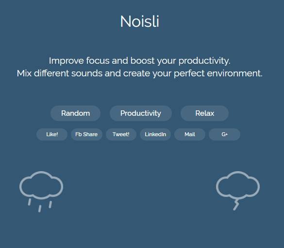У сайта Noisli простой интерфейс и симпатичный дизайн. Цвет сайта периодически меняется