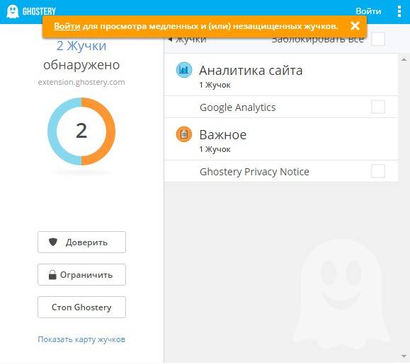 Ghostery обнаружил 2 жучка, следящих за моей деятельностью