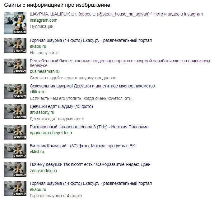 Это только часть сайтов, на которые ведет «Яндекс» при поиске по картинке