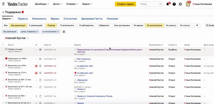 Работа над задачей в интерфейсе «Яндекс.Трекера» Интерфейс «Яндекс. Трекера»