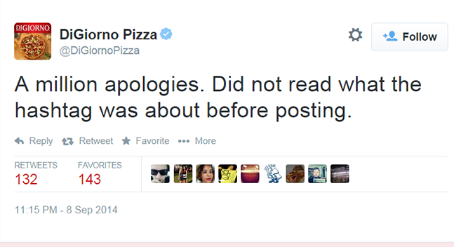 Пиццерия принесла свои извинения, сославшись на незнание сути хештега
