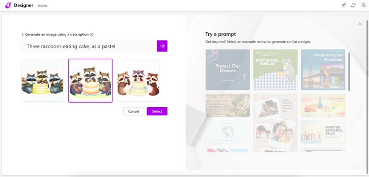 Интерфейс Microsoft Designer Microsoft Designer