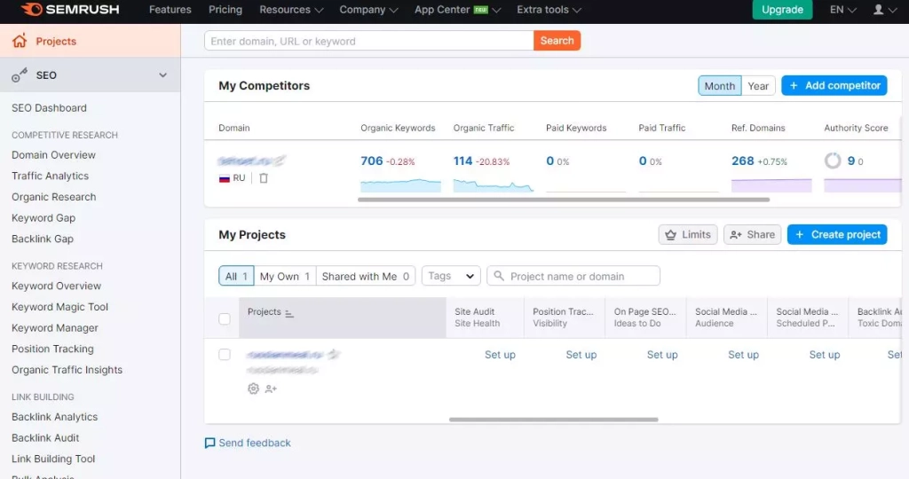 Создали новый проект My Projects