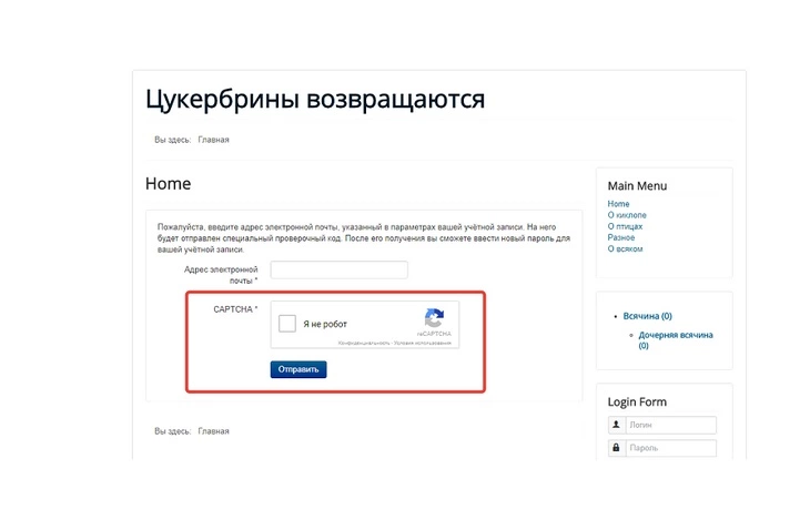 reCAPTCHA установлена успешно