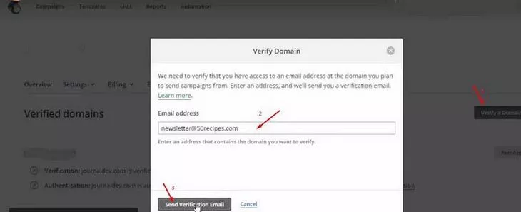 Указываем email и нажимаем «Send Verification Email»