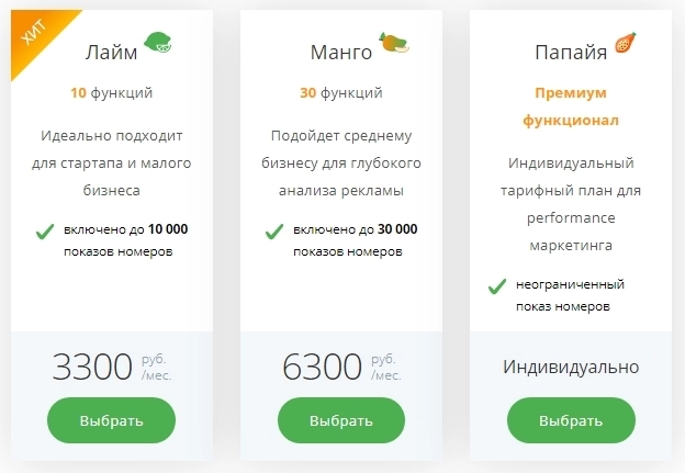 Цены на коллтрекинг Mango