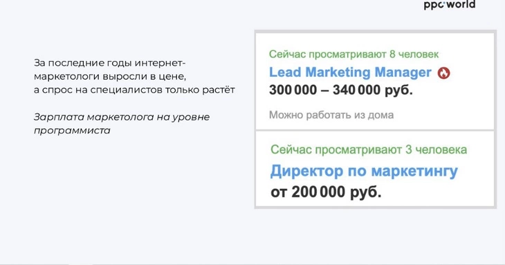 Вебинар «Профессия “маркетолог”» ppc.world: зарплаты в интернет-маркетинге