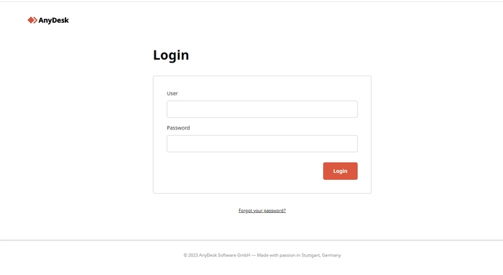 Login-окно AnyDesk