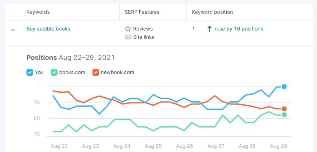 Сводка по позициям сайта в локальном SEO Position Tracking