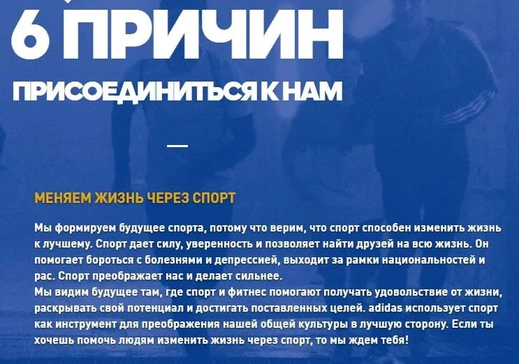 Adidas по-немецки практичен: из заголовка понятно, зачем нужен подраздел