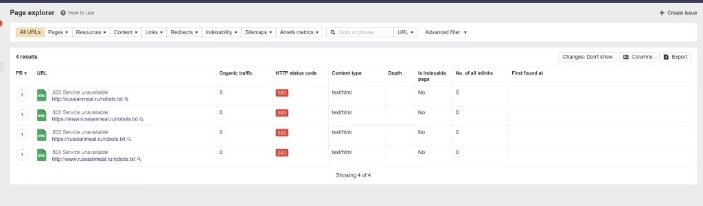 Отчет из Page explorer Page explorer