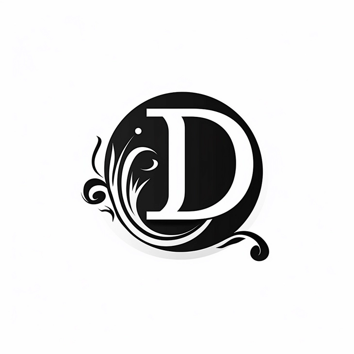 логотип D каллиграфия логотип D каллиграфия