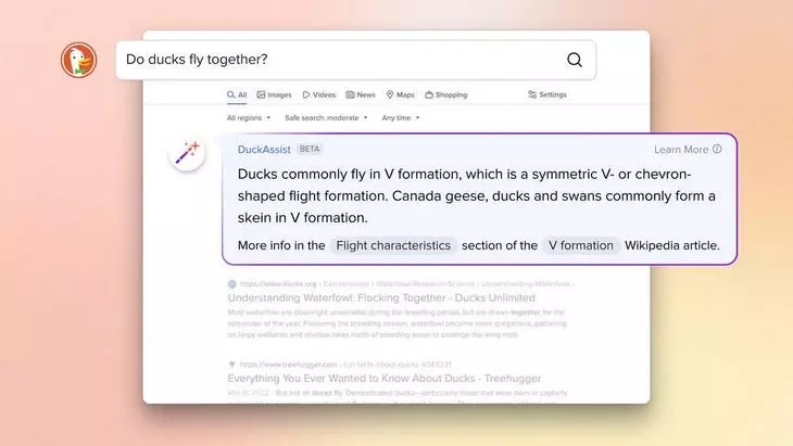 Быстрый ответ DuckAssist, основанный на нейросетевых алгоритмах поиска данных Быстрый ответ DuckAssist, основанный на нейросетевых алгоритмах поиска данных