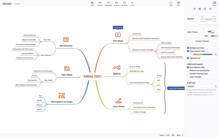 Интерфейс XMind