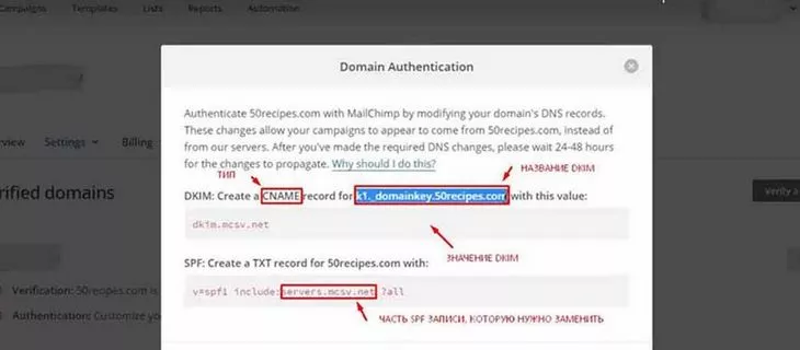 Копируем и добавляем на сервер DKIM и SPF (обратите внимание на тип записи)