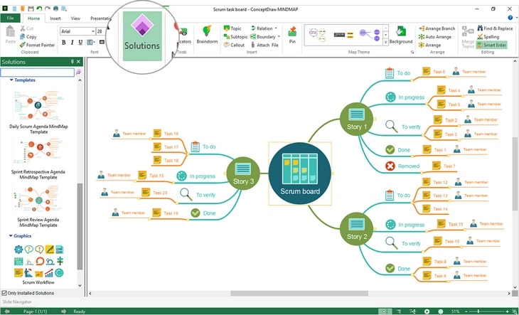 Интерфейс ConceptDraw MINDMAP похож на Microsoft Word