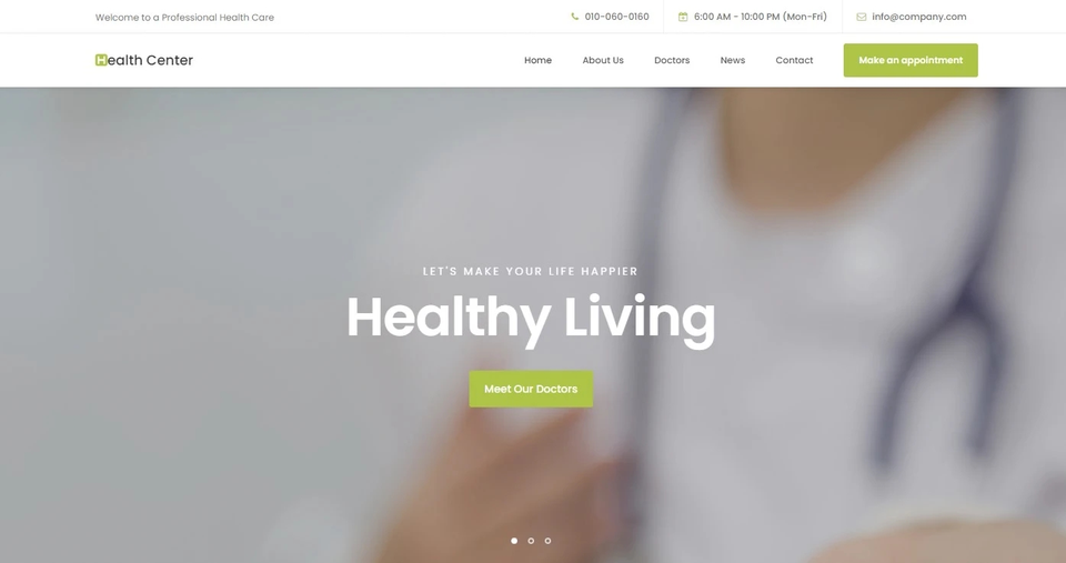 Шаблон сайта по теме здоровья Health Скриншот шаблона сайта по теме здоровья Health