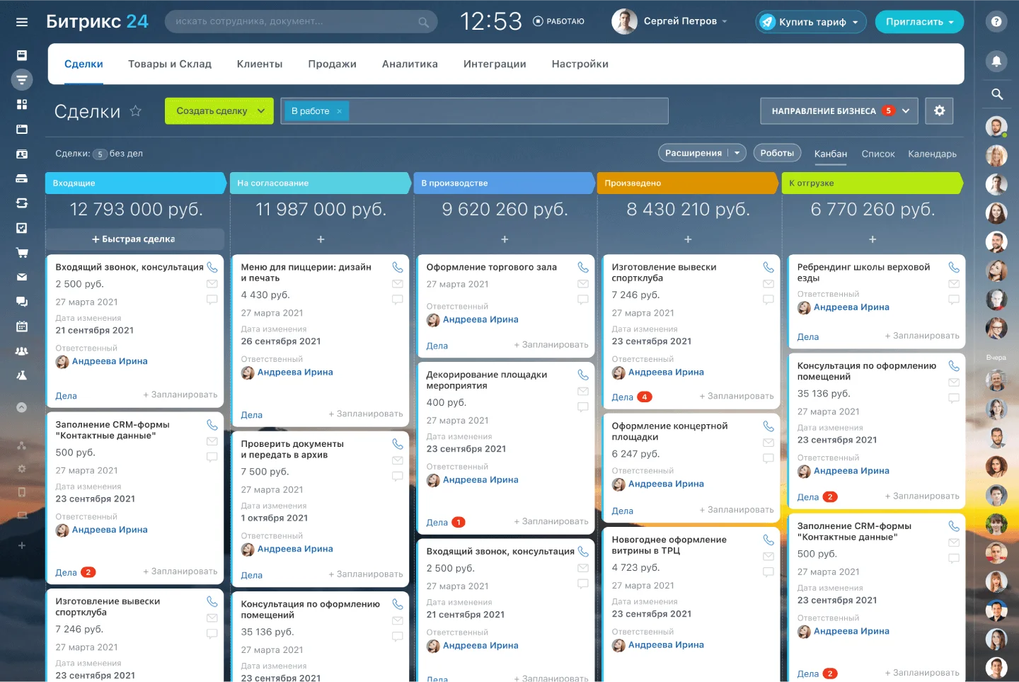 Как выглядит воронка продаж внутри CRM Проведение сделок в CRM-системе Битрикс
