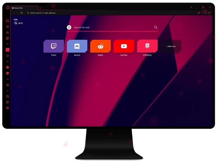 Один из вариантов темы Opera GX Пример темы Opera GX