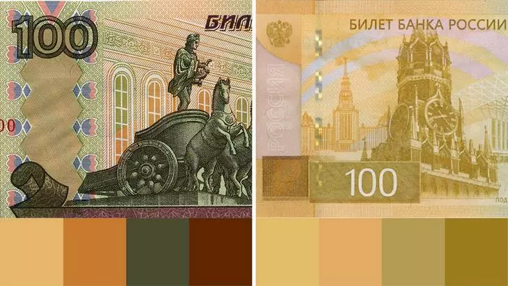 Цветовая палитра старых и новых купюр Цветовая палитра старых и новых купюр