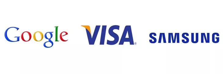 логотип слова примеры логотипы Google, Visa или Samsung