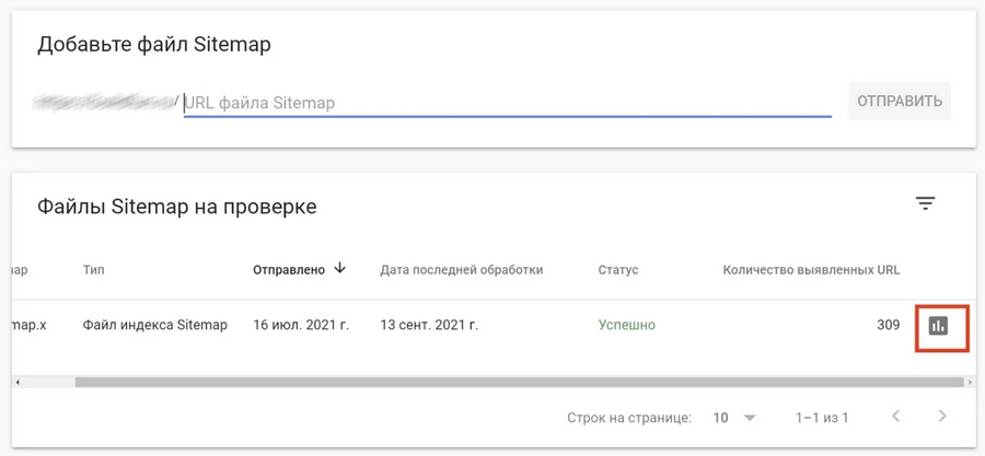 Смотрим отчет об индексировании sitemap.xml