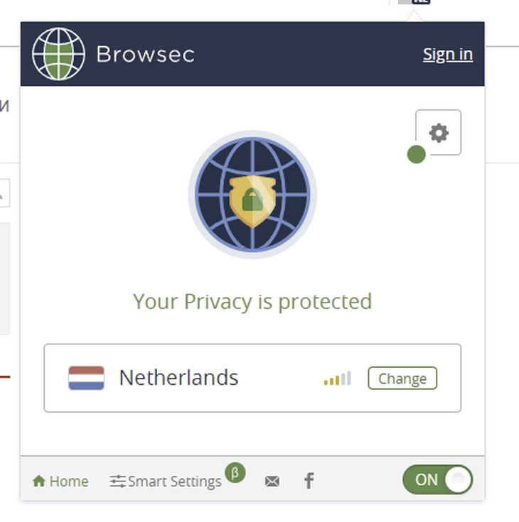 VPN-подключение установлено успешно Browsec