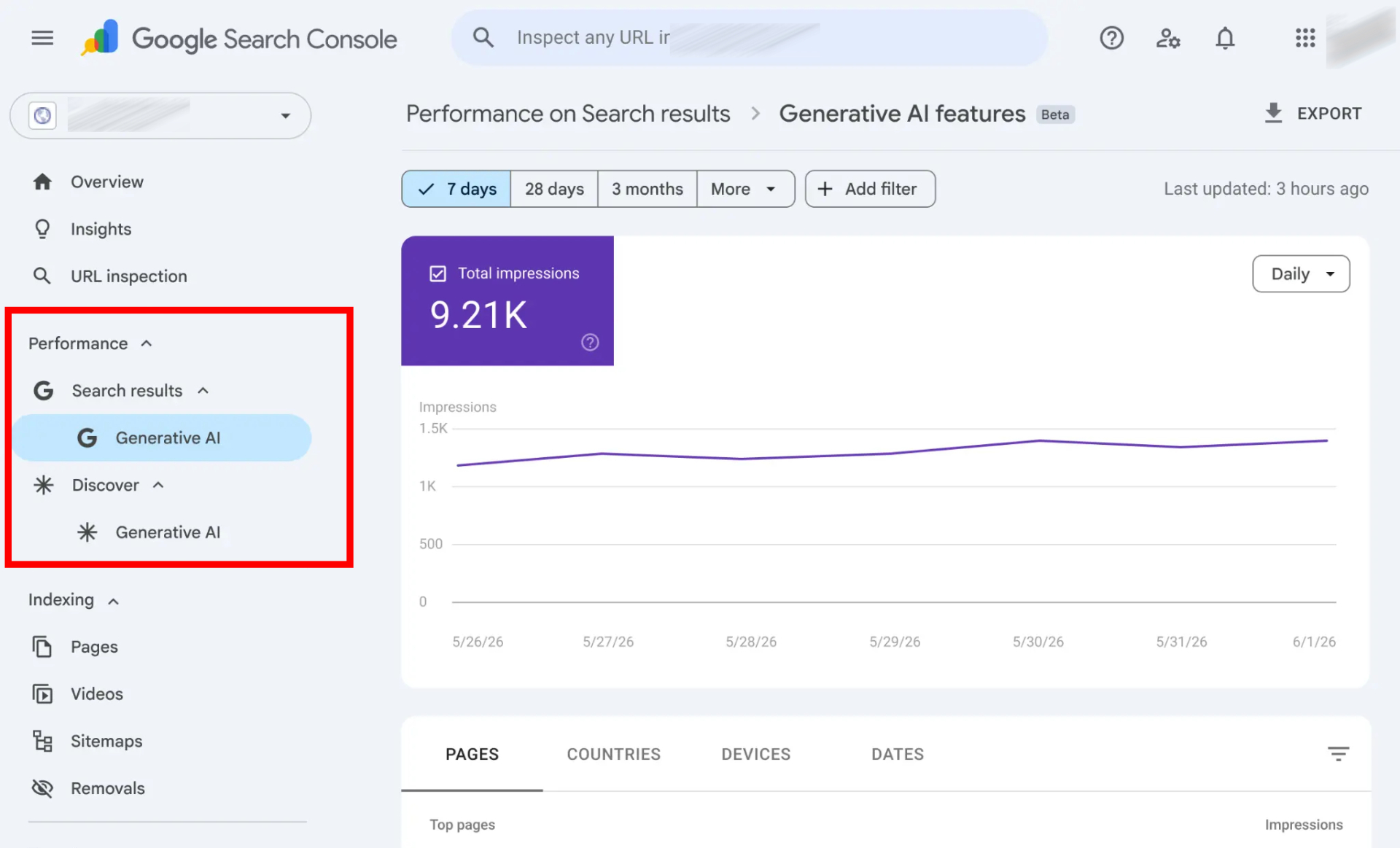 Отчеты по генеративному AI в разделе «Эффективность» Google Search Console — для поиска и для Discover