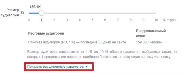 За один раз можно сделать несколько аудиторий. Для этого нажимаем «расширенные параметры»