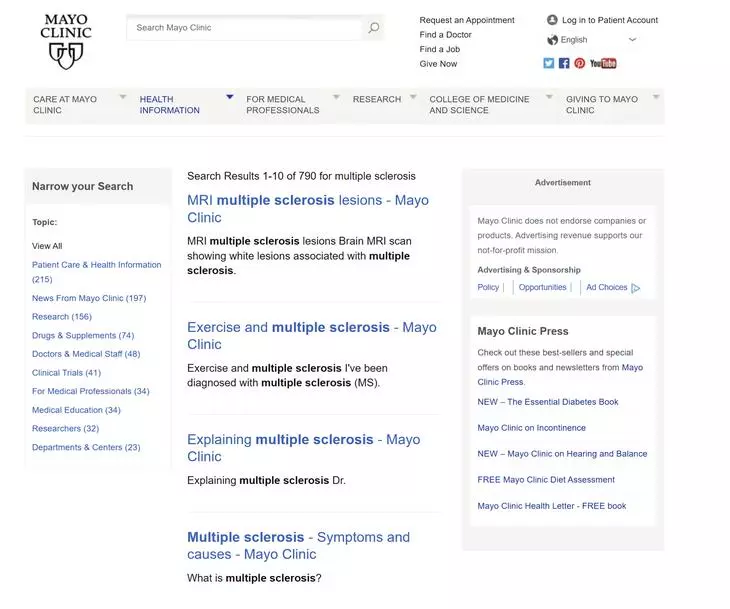 Огромная база знаний по любым заболеваниям расположена на сайте mayoclinic.org Клиника Майо