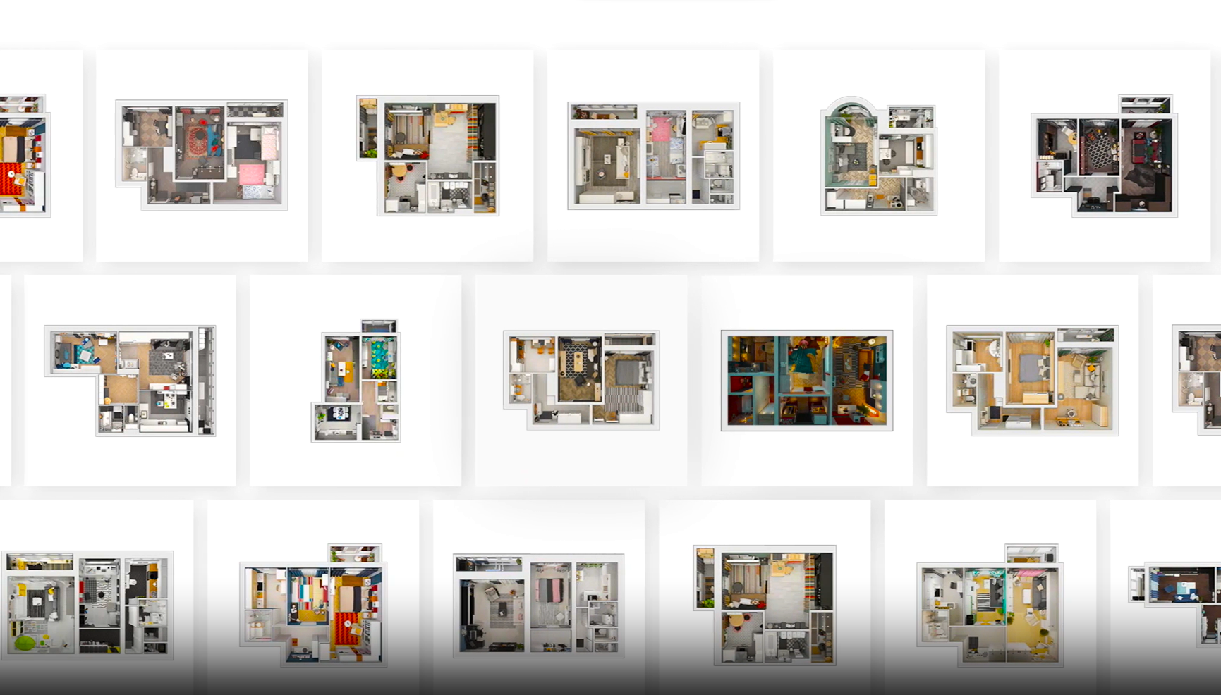 Проект IKEA «Квартиротека»: готовые дизайн-решения для типовых квартир Коллаж готовых планировок квартир в проекте «Квартиротека» IKEA