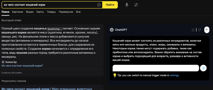 ChatGPT в браузере ChatGPT