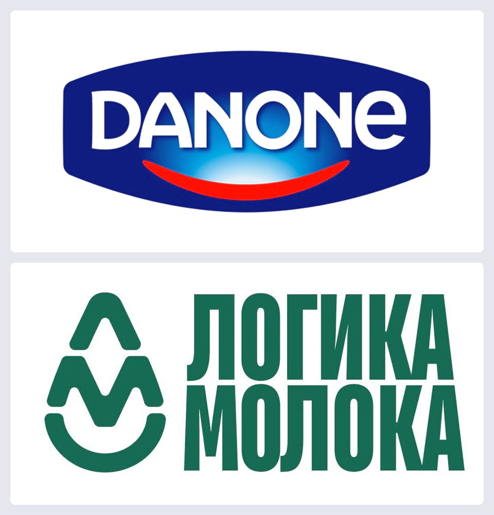 Причина ребрендинга: смена названия бренда Старый логотип Danone и новый бренд «Логика молока» после ребрендинга в связи со сменой владельца