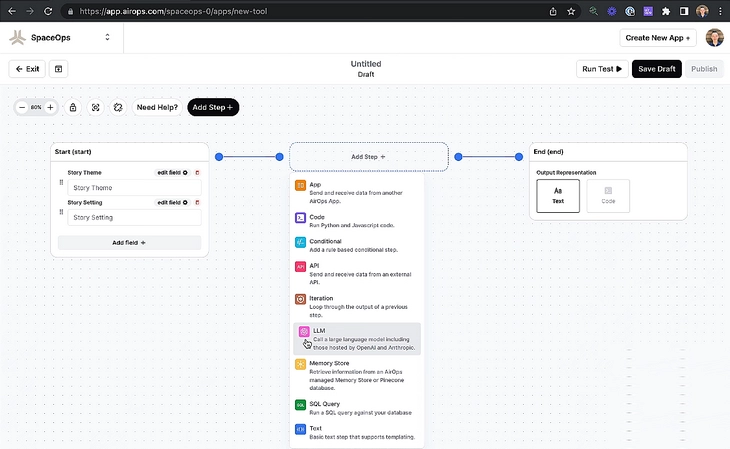 Создание нового workflow в AirOps AirOps