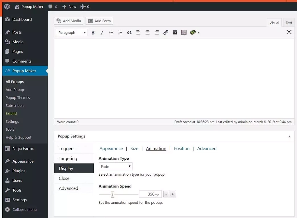 Настройки плагина WordPress Popup Maker Плагин для WordPress Popup Maker