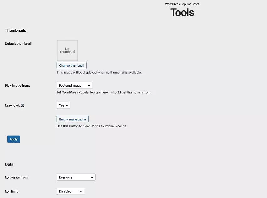 Главный экран плагина WordPress Popular Posts WordPress Popular Posts