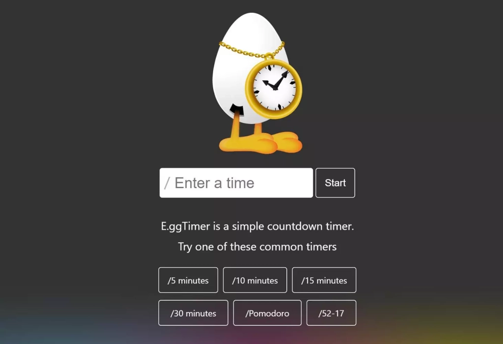 Просто укажите время и сервис активируется автоматически Egg Timer