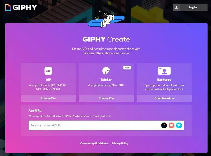Сервис позволяет сделать гифку из роликов GIPHY, YouTube, Vimeo и многих других видеохостингов Сервис Giphy